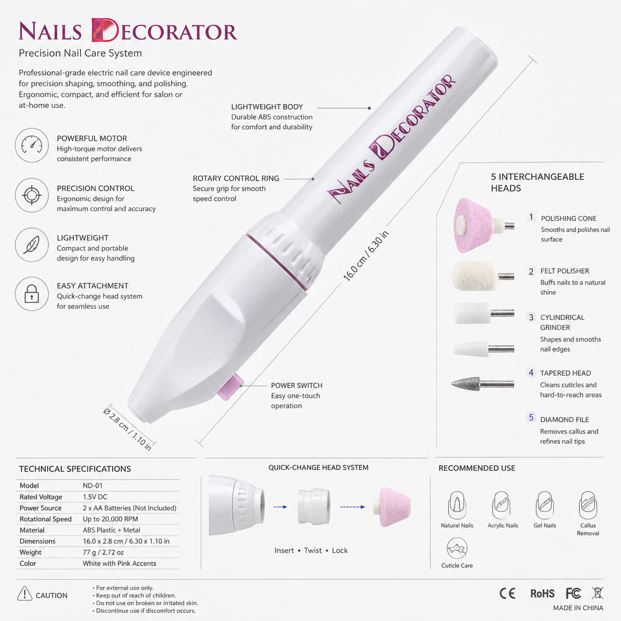 Electric Manicure Set YFS 5-in-1 Electric Manicure Nail Drill File Grinder Grooming Kit Includes Callus Remover Set Nail Buffer Polisher Personal Manicure and Pedicure Kit with Gift Bag